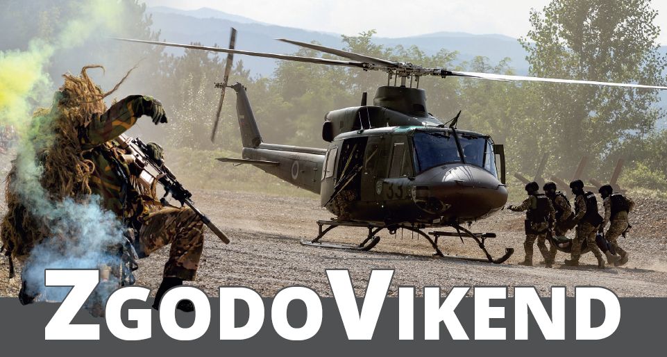 ZgodoVikend 2024 - naslovnica vabila - kolaž dogajanja - vojak v akciji, vojaški helikopter, vkrcavanje vojakov