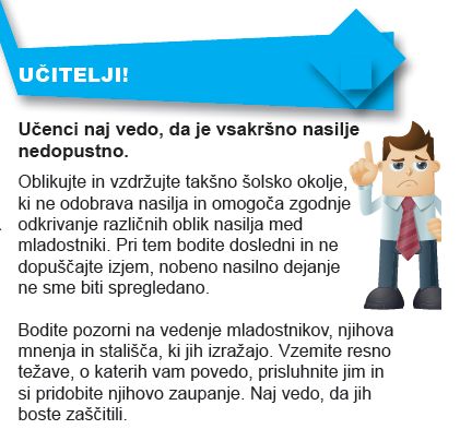 risba učitelja in izrez iz zgibanke Ustavimo nasilje