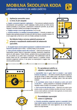 slika naslovnice preventivnega gradiva Europola -  Mobilna škodljiva koda - nasveti za posameznike